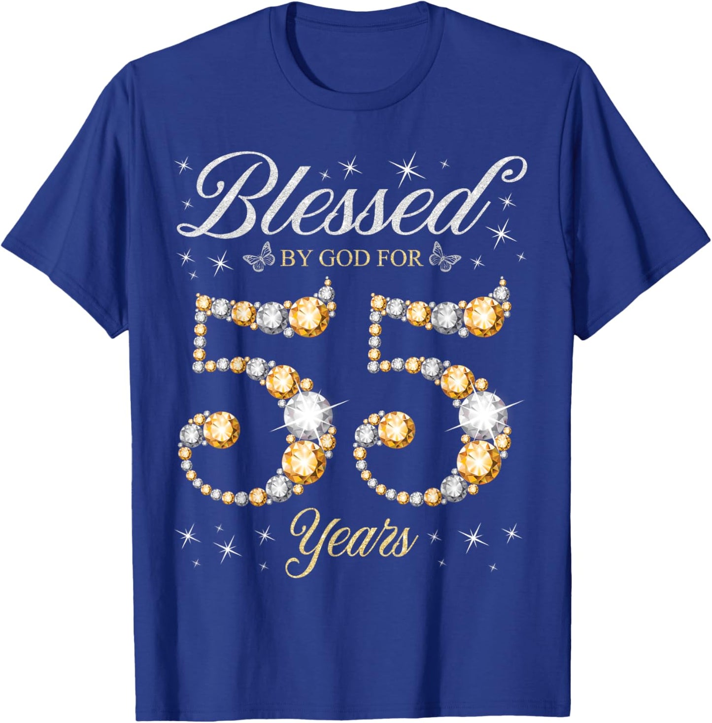 Blessed By God For 55 Years Old 55th Birthday Party T-Shirt - T-Shirt | Royal