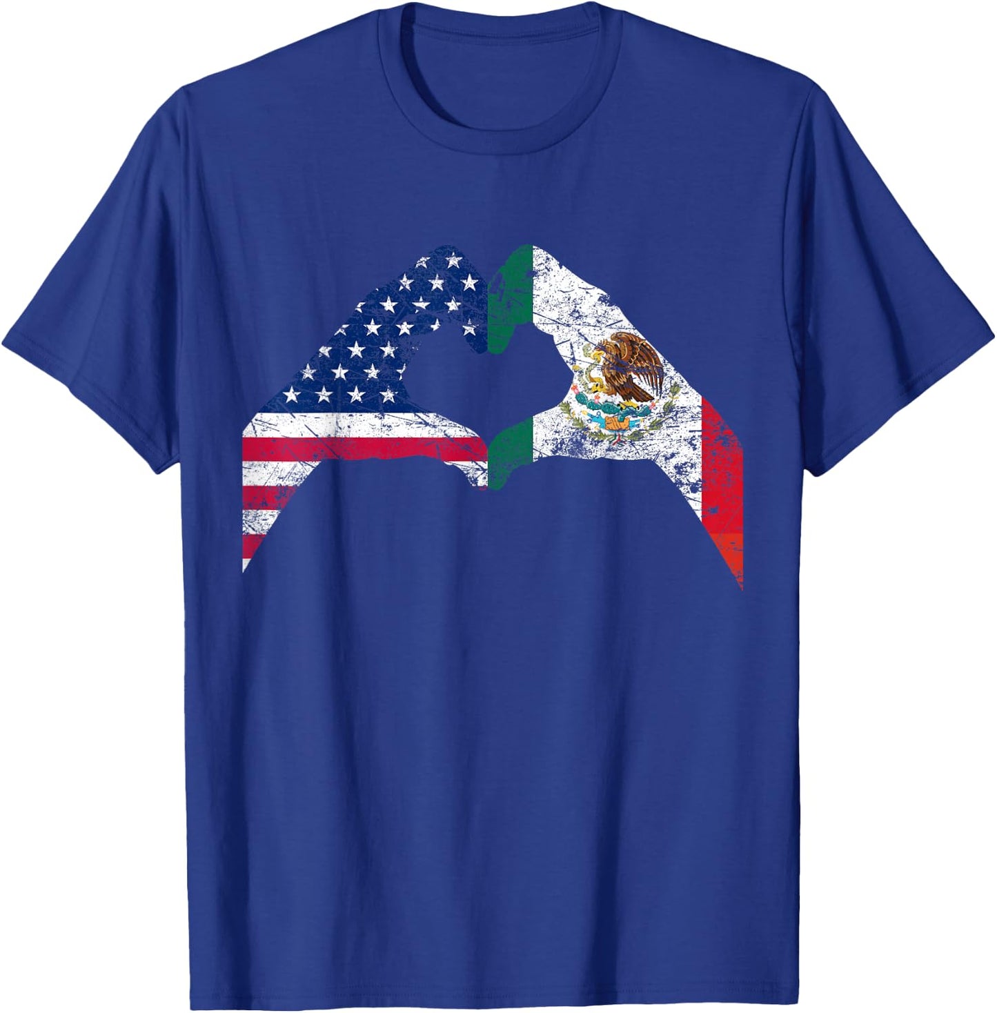 America Mexico Flag Vintage Mexican Roots American T-Shirt - T-Shirt | Royal