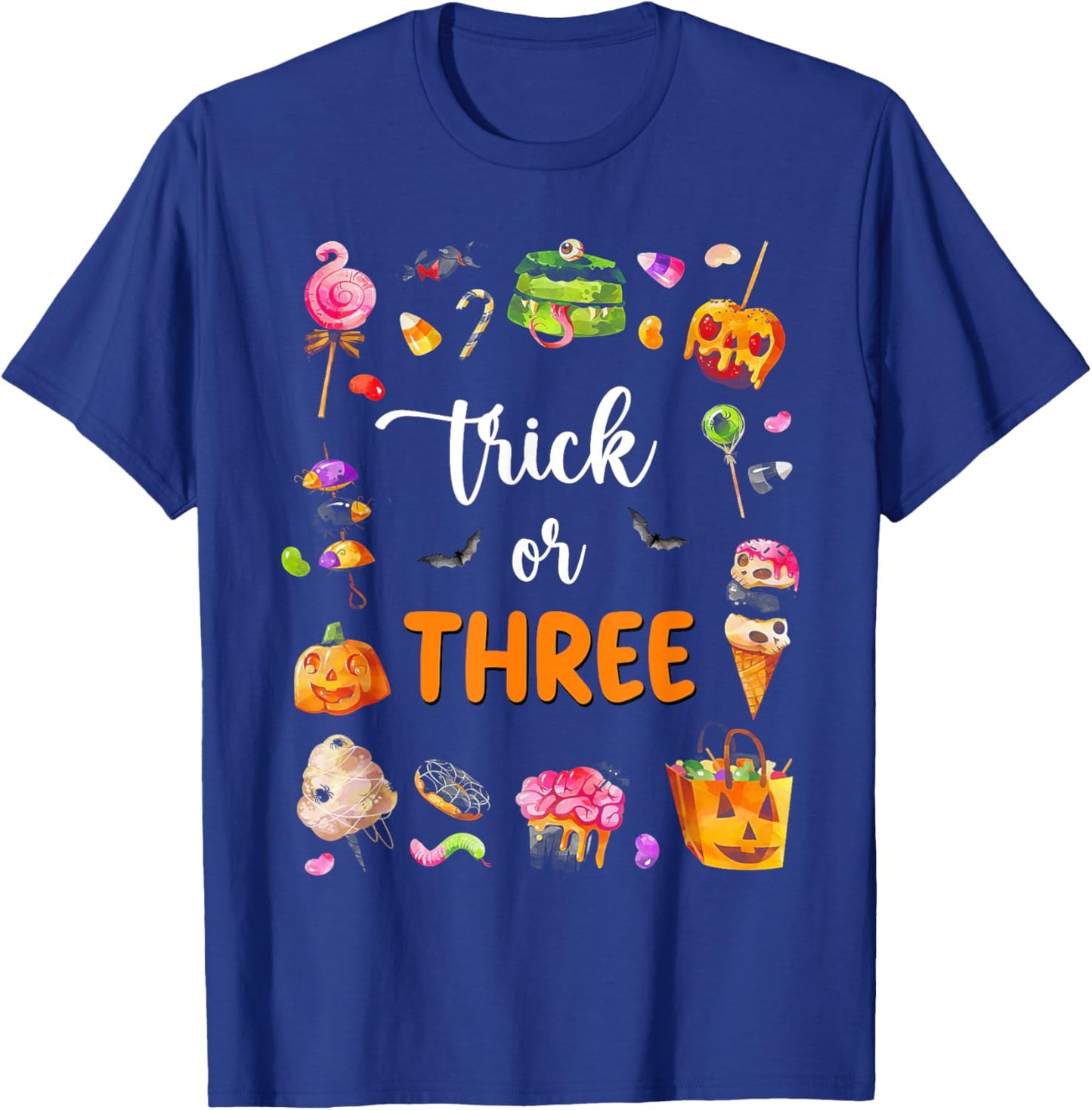 Trick Or Three Halloween Theme 3rd Birthday Boy 3 Yrs Old T-Shirt - T-Shirt | Royal