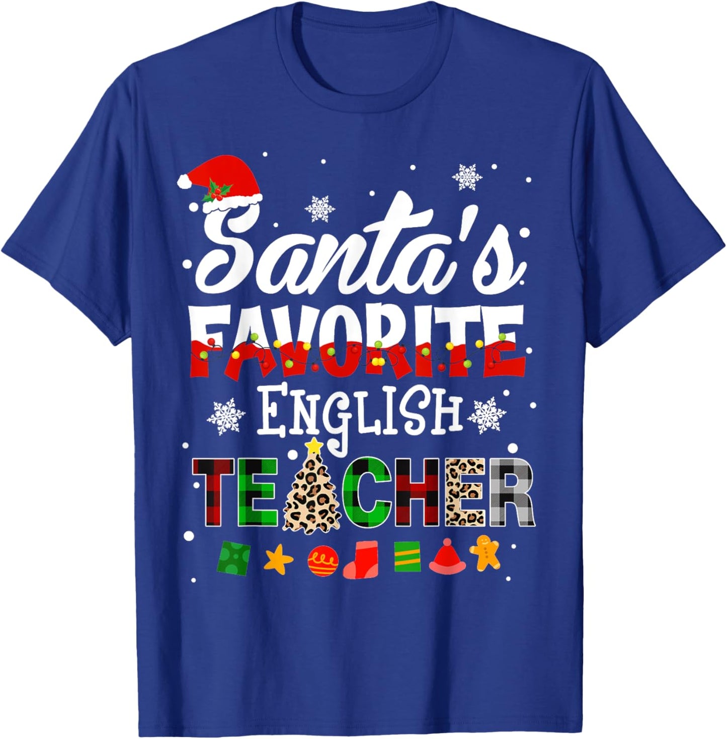 Santa Favorite English Teacher Christmas Matching T-Shirt - T-Shirt | Royal