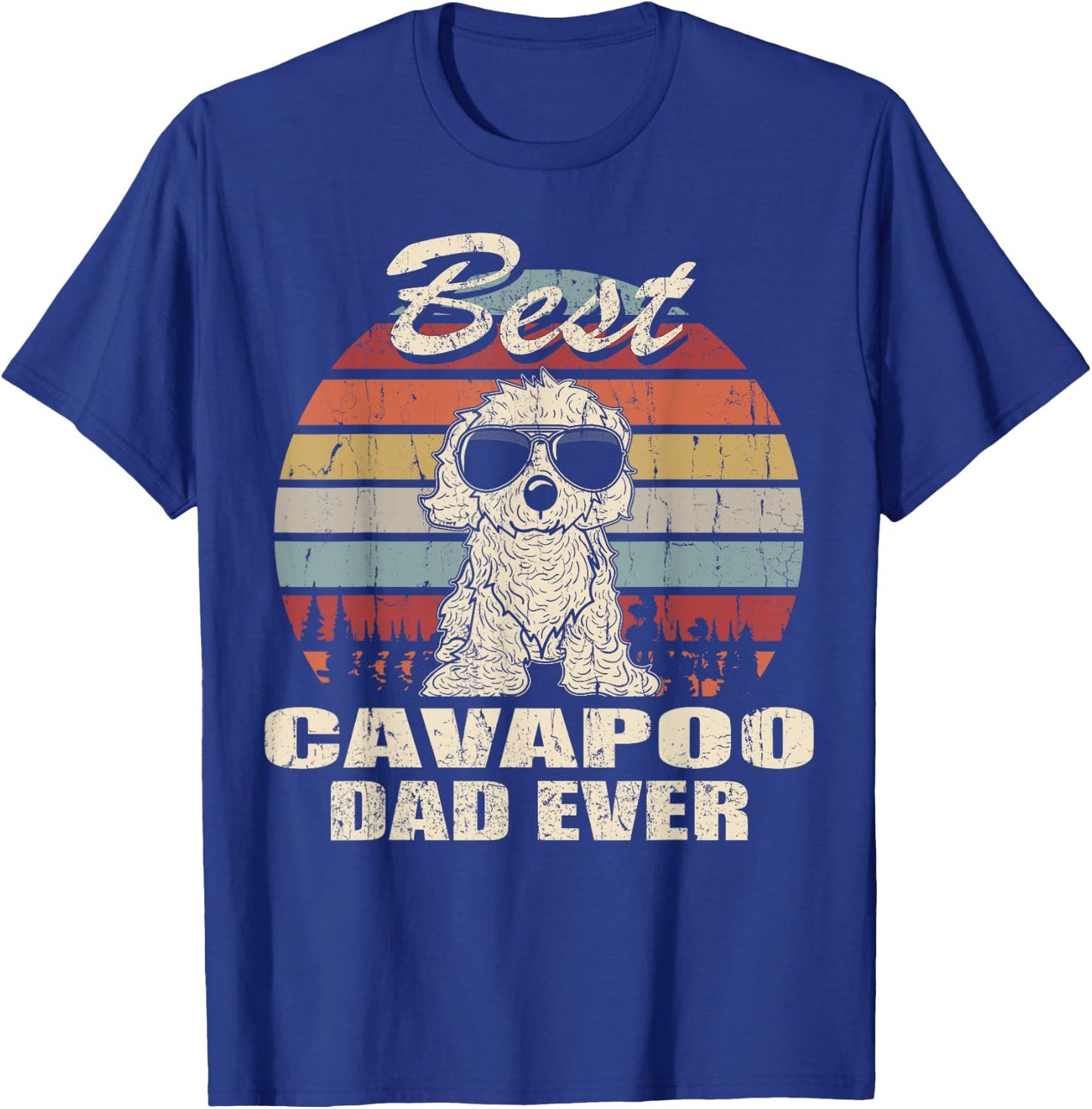 Best Cavapoo Dad Ever Vintage Retro Dog Dad T-Shirt - T-Shirt | Royal