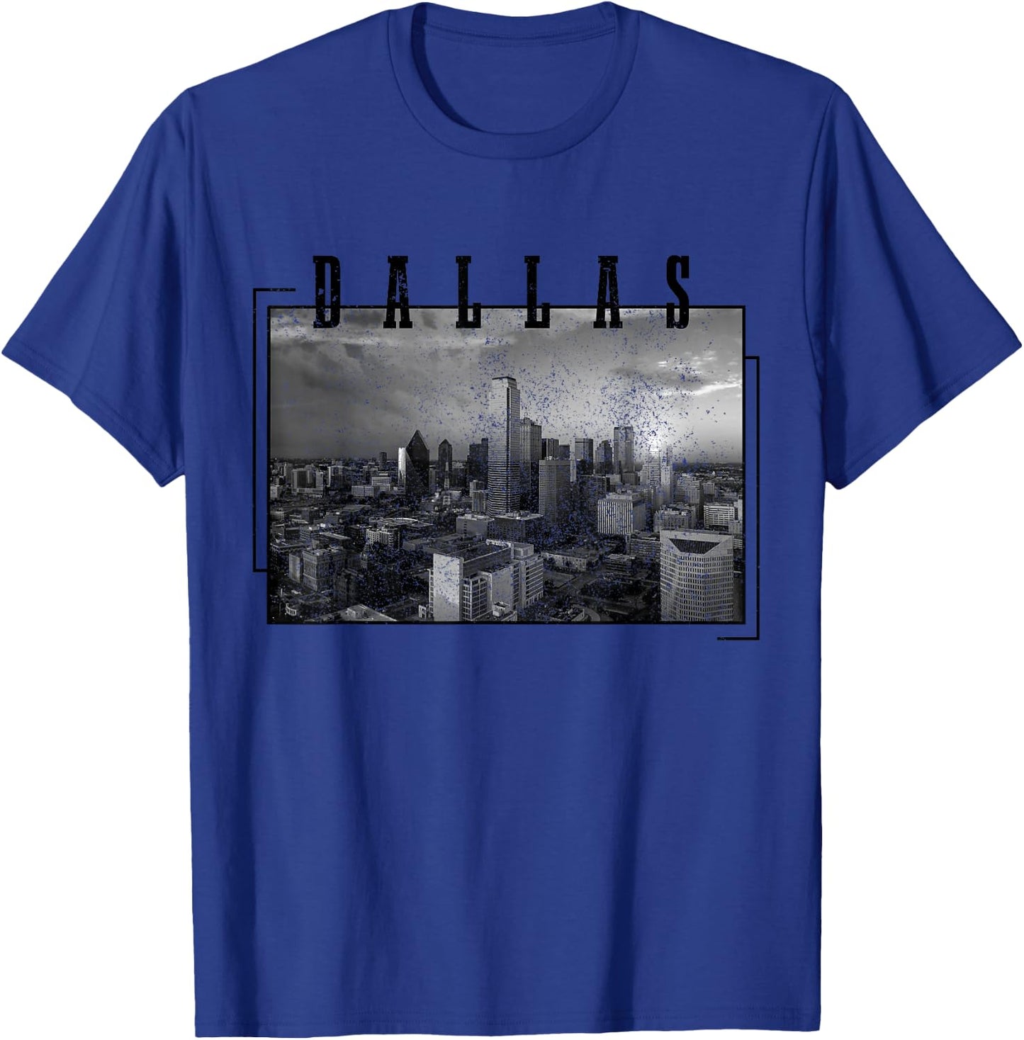 Dallas Skyline Texas Pride Vintage Black & White Photo T-Shirt - T-Shirt | Royal