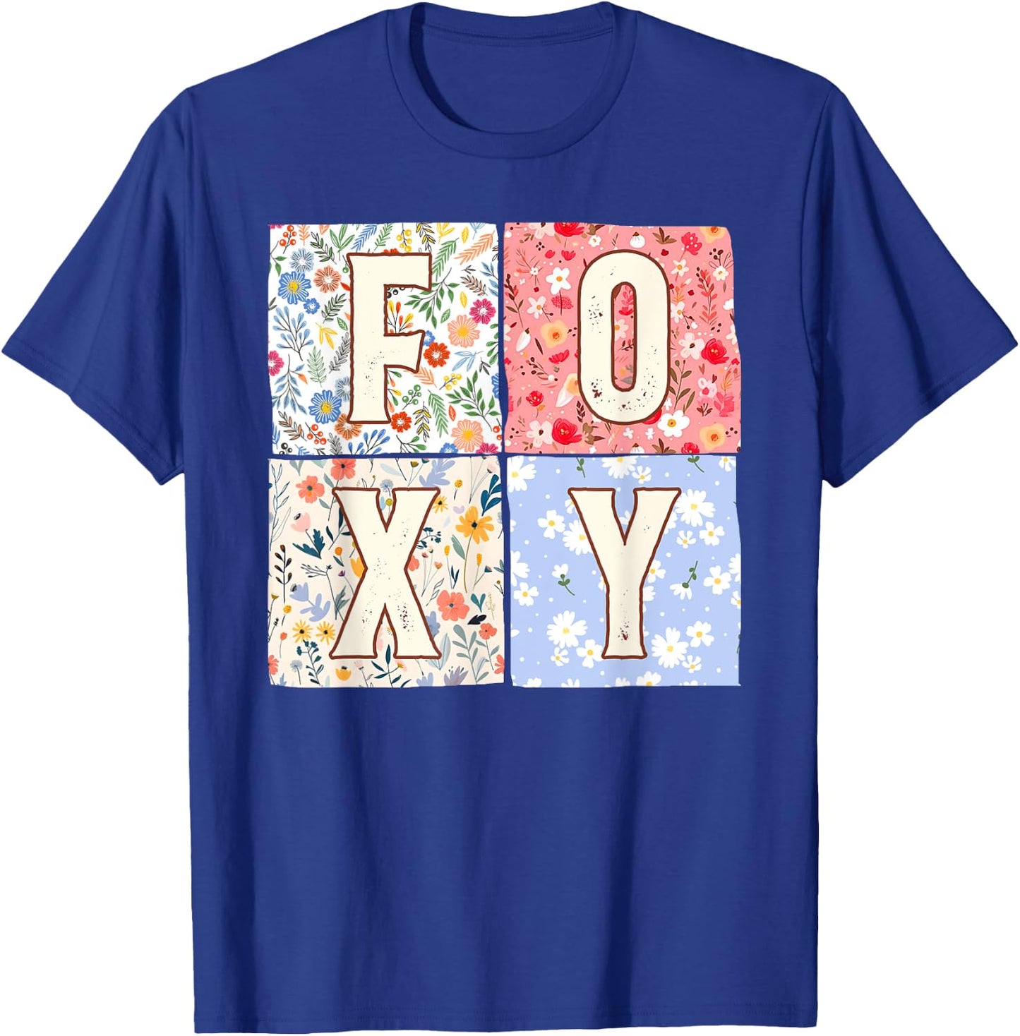 Foxy Grandma Grandmother Mother's Day Boho Floral Flower T-Shirt - T-Shirt | Royal