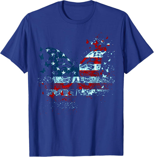Butterfly USA Flag 4th Of July Funny American Girl Women Kid