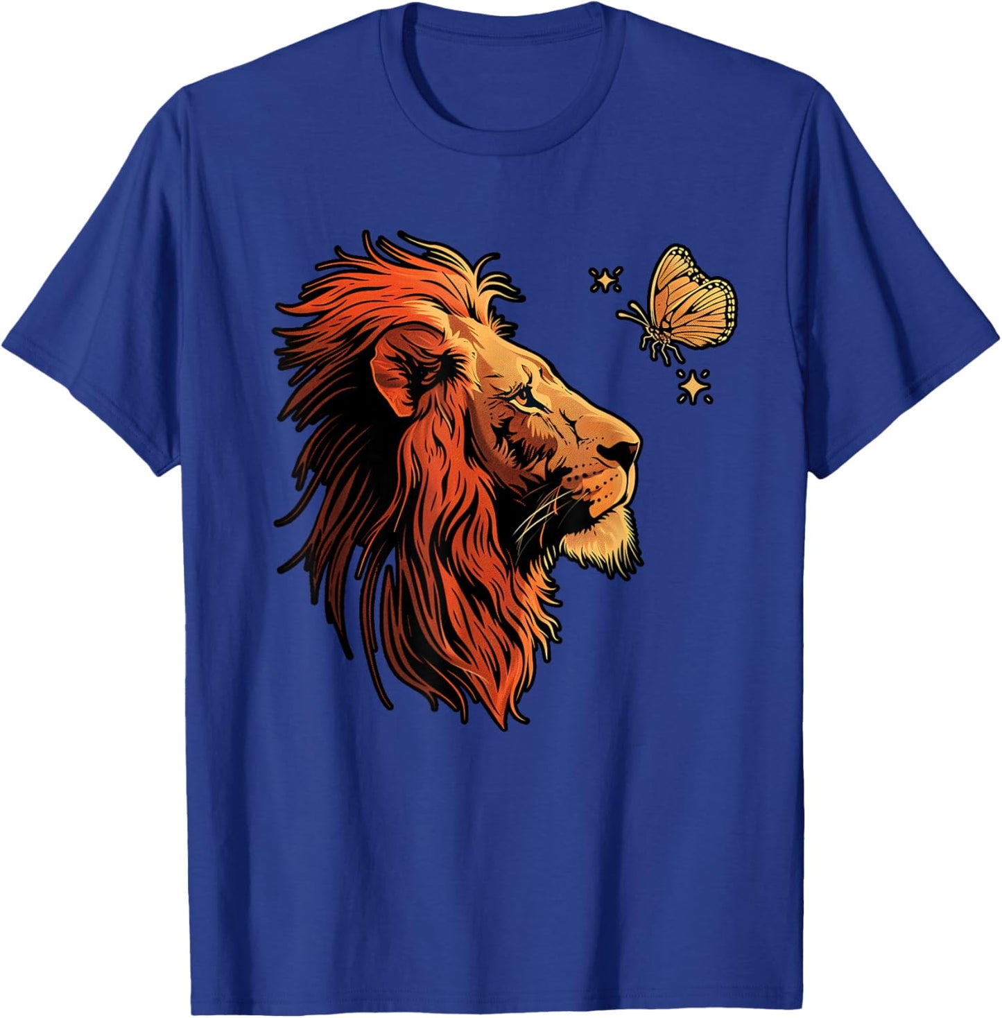 Lion Head Lion Butterfly T-Shirt - T-Shirt | Royal