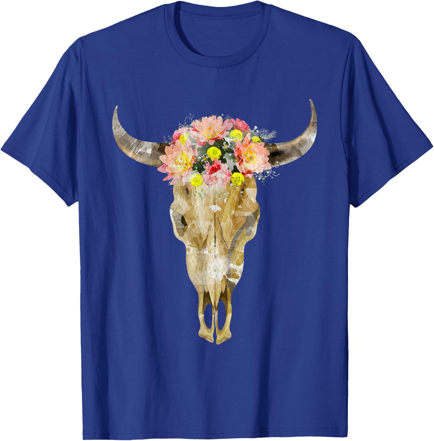Bull Head Cattle Cow Skull I Western Skull T-Shirt - T-Shirt | Royal
