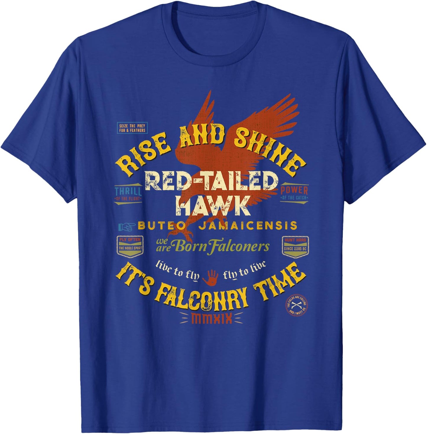 Family Falconry Supplies Clothing and Apparel Falconers Red-Tailed Hawk Shirt Falconry Supplies T-Shirt - T-Shirt | Royal