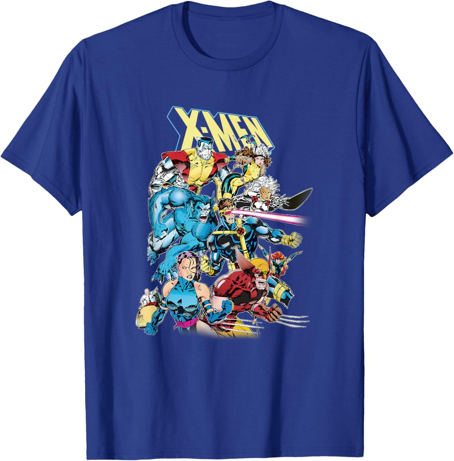 Marvel X-Men Team Charging Into Battle Vintage Shot T-Shirt - T-Shirt | Royal