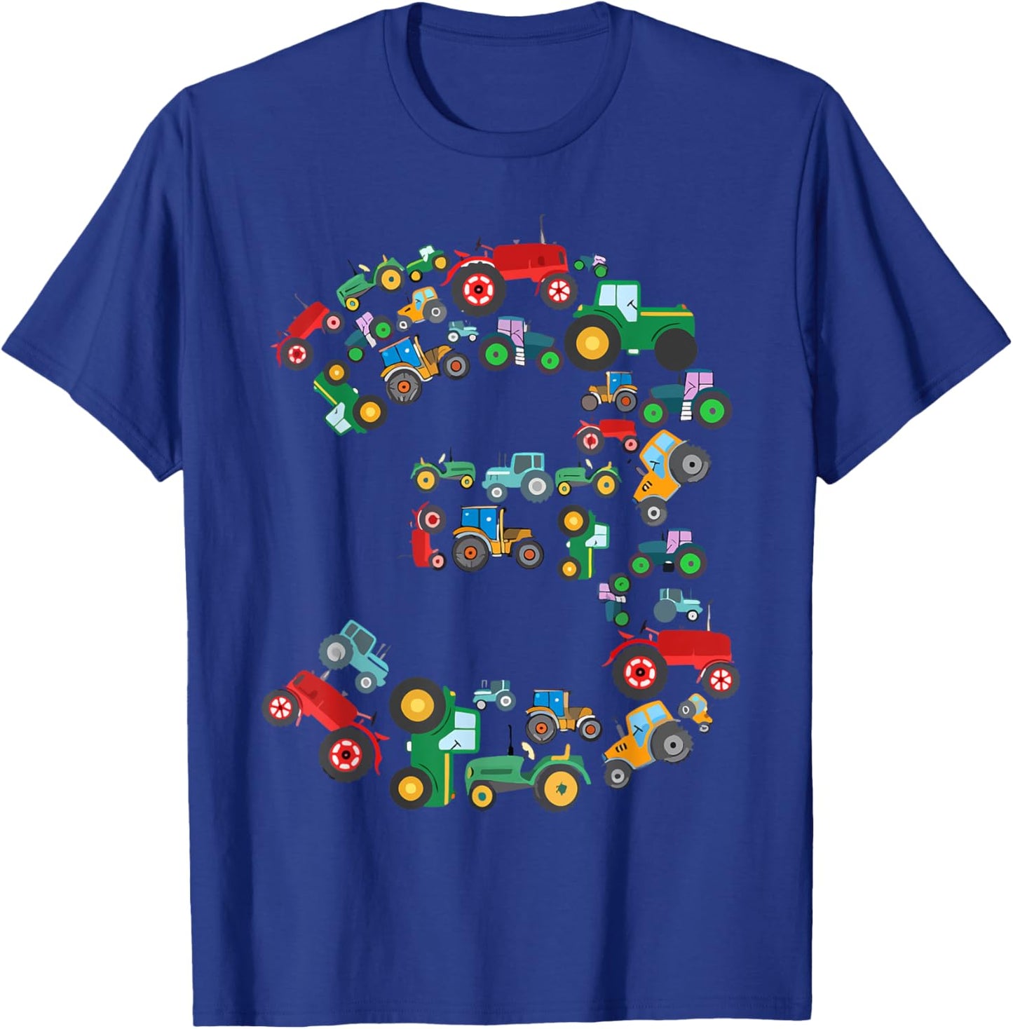 Tractors 3 Years Old 3rd Farm Birthday Theme Party Matching T-Shirt - T-Shirt | Royal