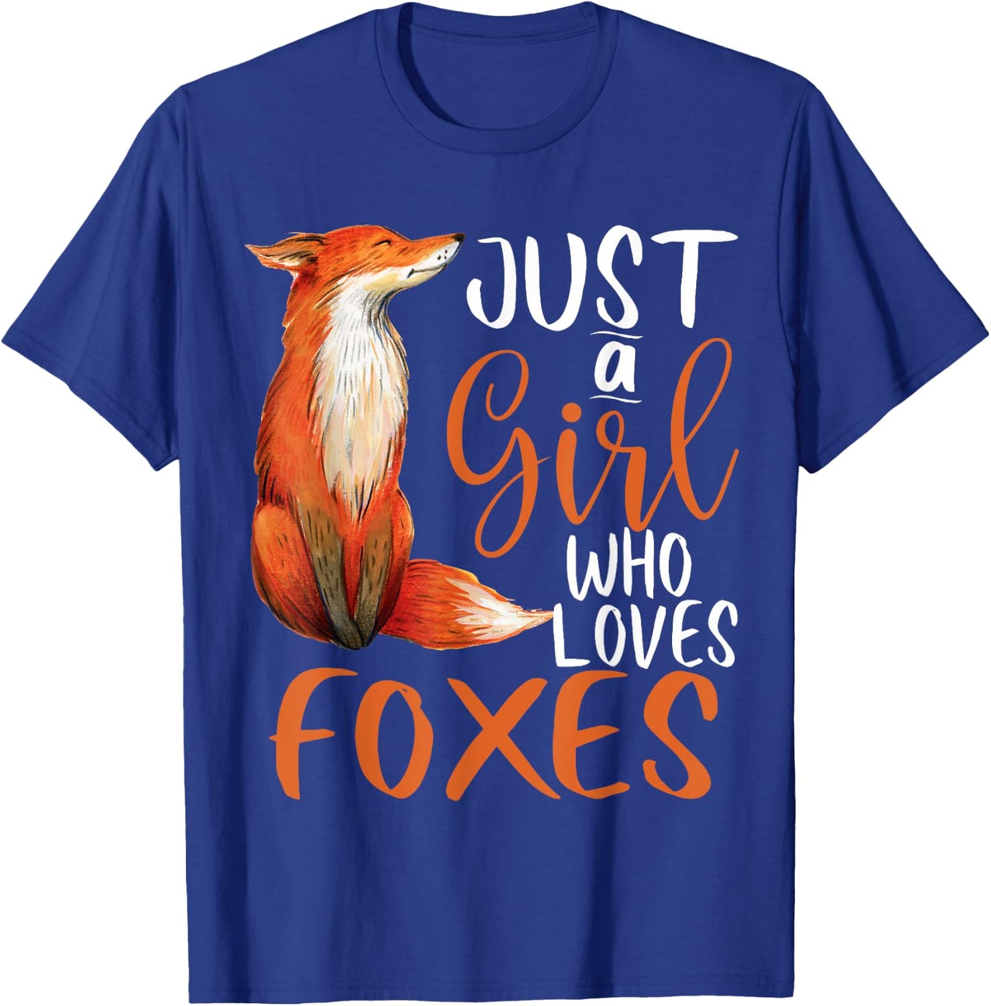 Just a Girl Who Loves Foxes girls women kids Cute Fox Gift T-Shirt - T-Shirt | Royal