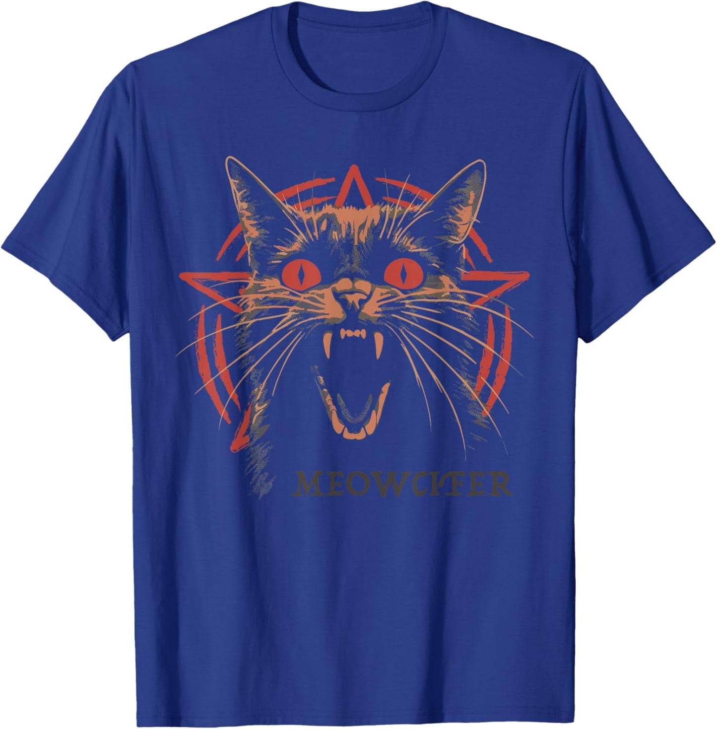 MEOWCIFER - Occult Devil Pentagram Lucifer Goth Cat T-Shirt - T-Shirt | Royal