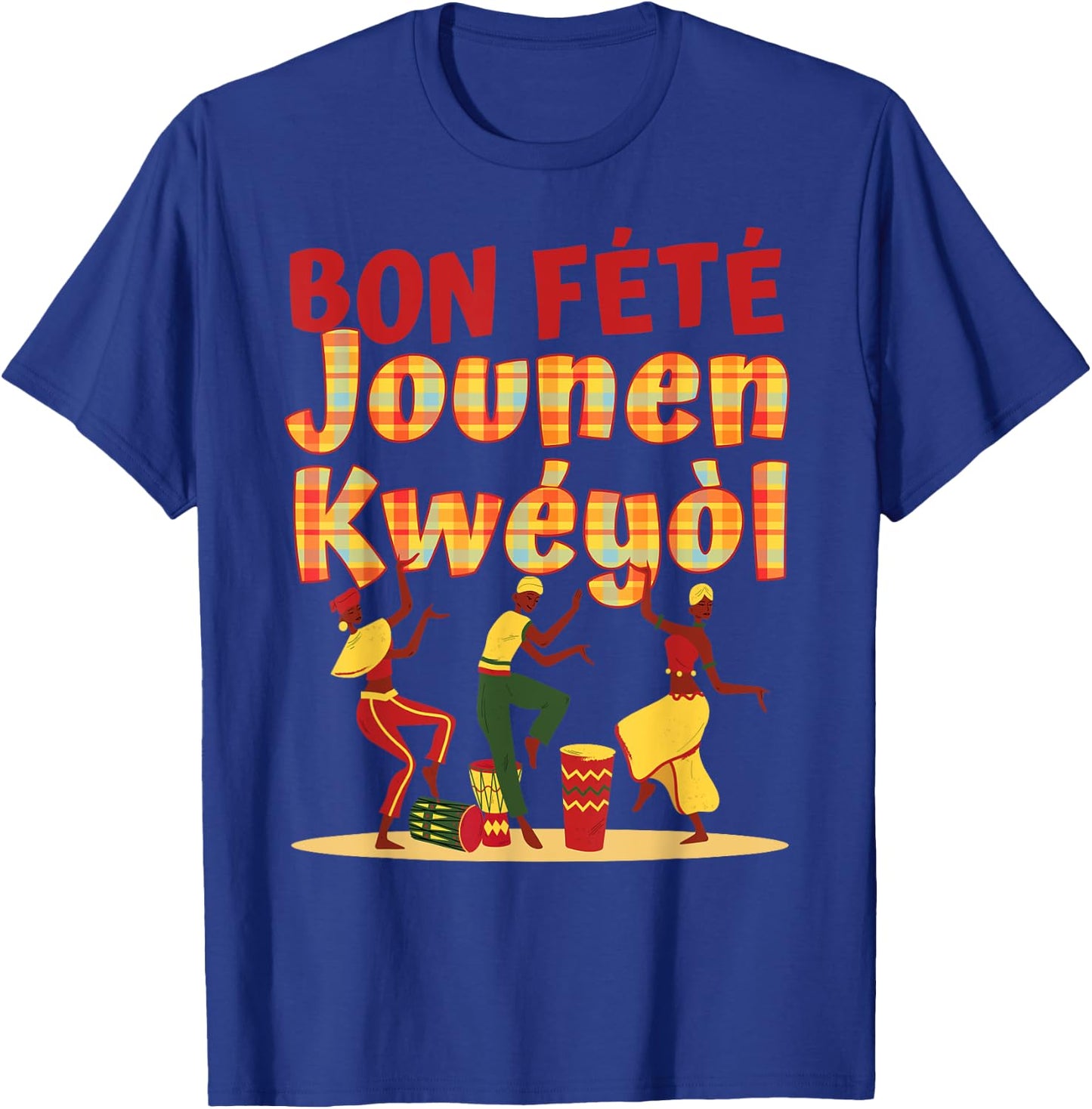 Bon Fete Jounen Kweyol, Happy Creole Day Madras Plaid T-Shirt - T-Shirt | Royal