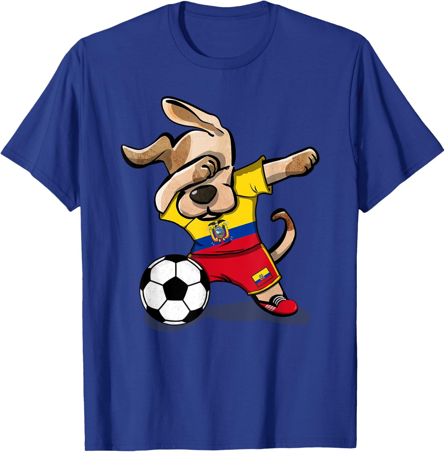 Dabbing Dog Ecuador Soccer Ecuadorean Flag Football Lovers Women Girls Kids T-Shirt - T-Shirt | Royal