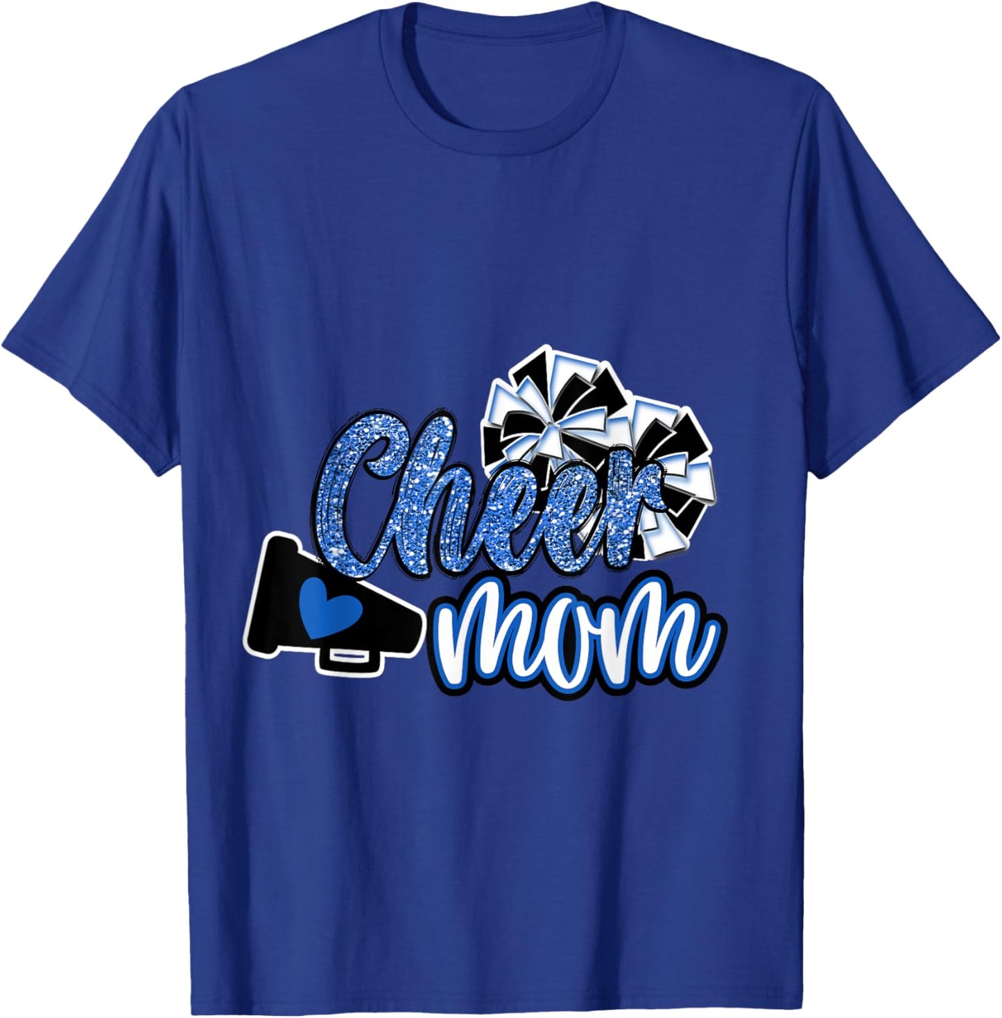 Cheer Mom Shirt, Megaphone Blue Leopard Cheetah Print T-Shirt - T-Shirt | Royal