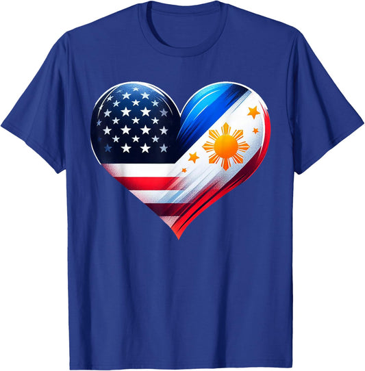 Philippines Flag Proud Filipino Wife Heart Philippines USA T-Shirt - T-Shirt | Royal