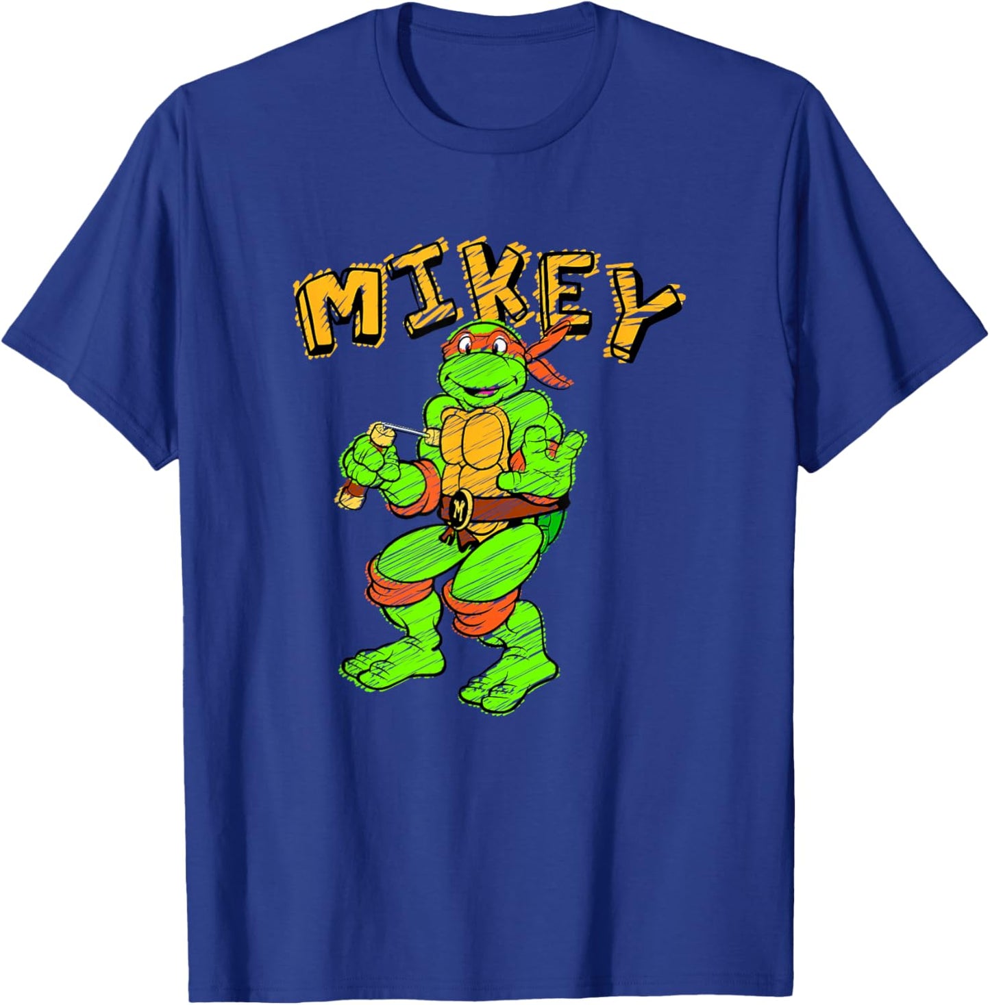 Teenage Mutant Ninja Turtles Michelangelo Draw Mikey Logo T-Shirt - T-Shirt | Royal