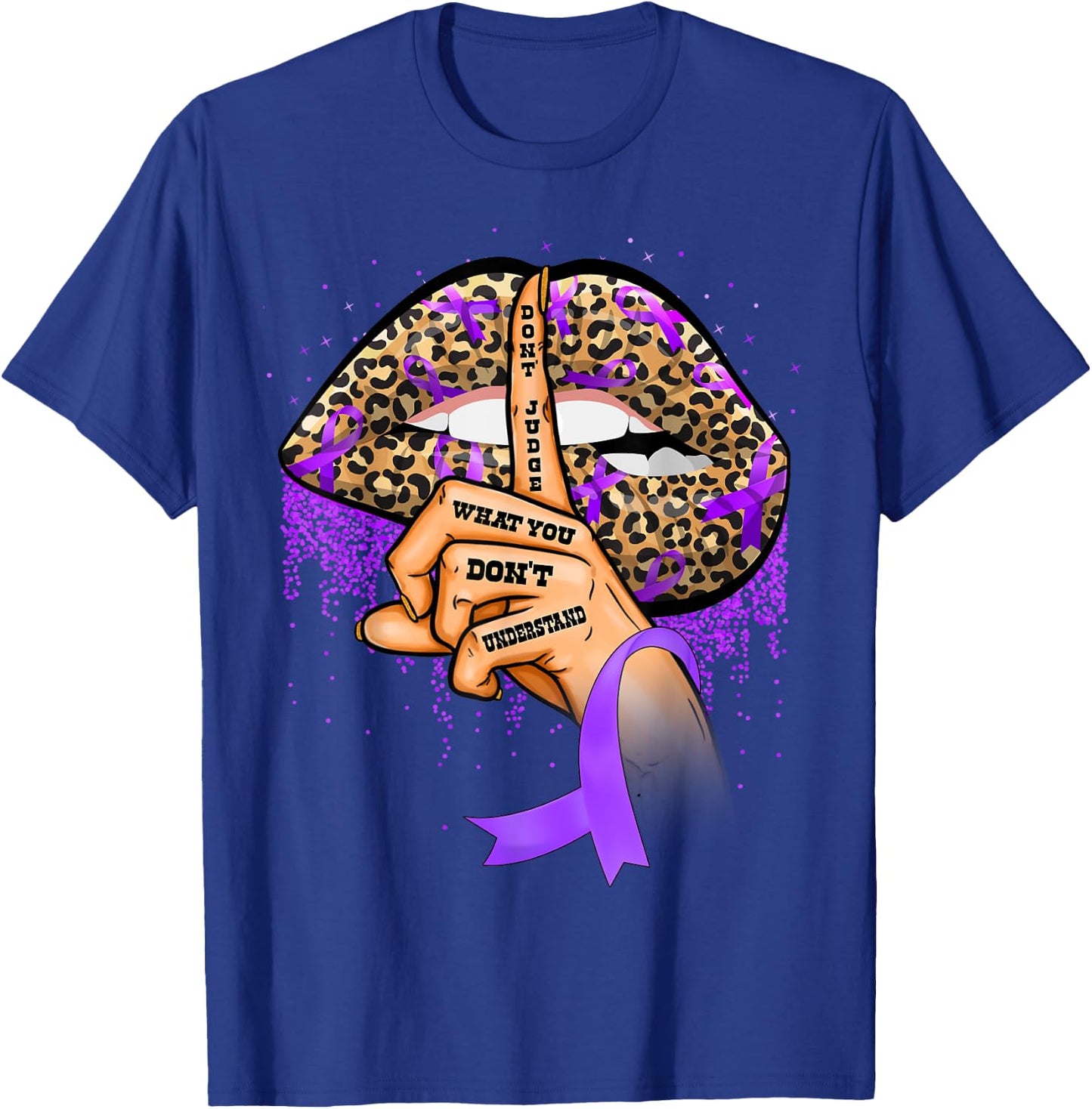 Pulmonary Hypertension Awareness Lips Ribbon Warrior T-Shirt - T-Shirt | Royal
