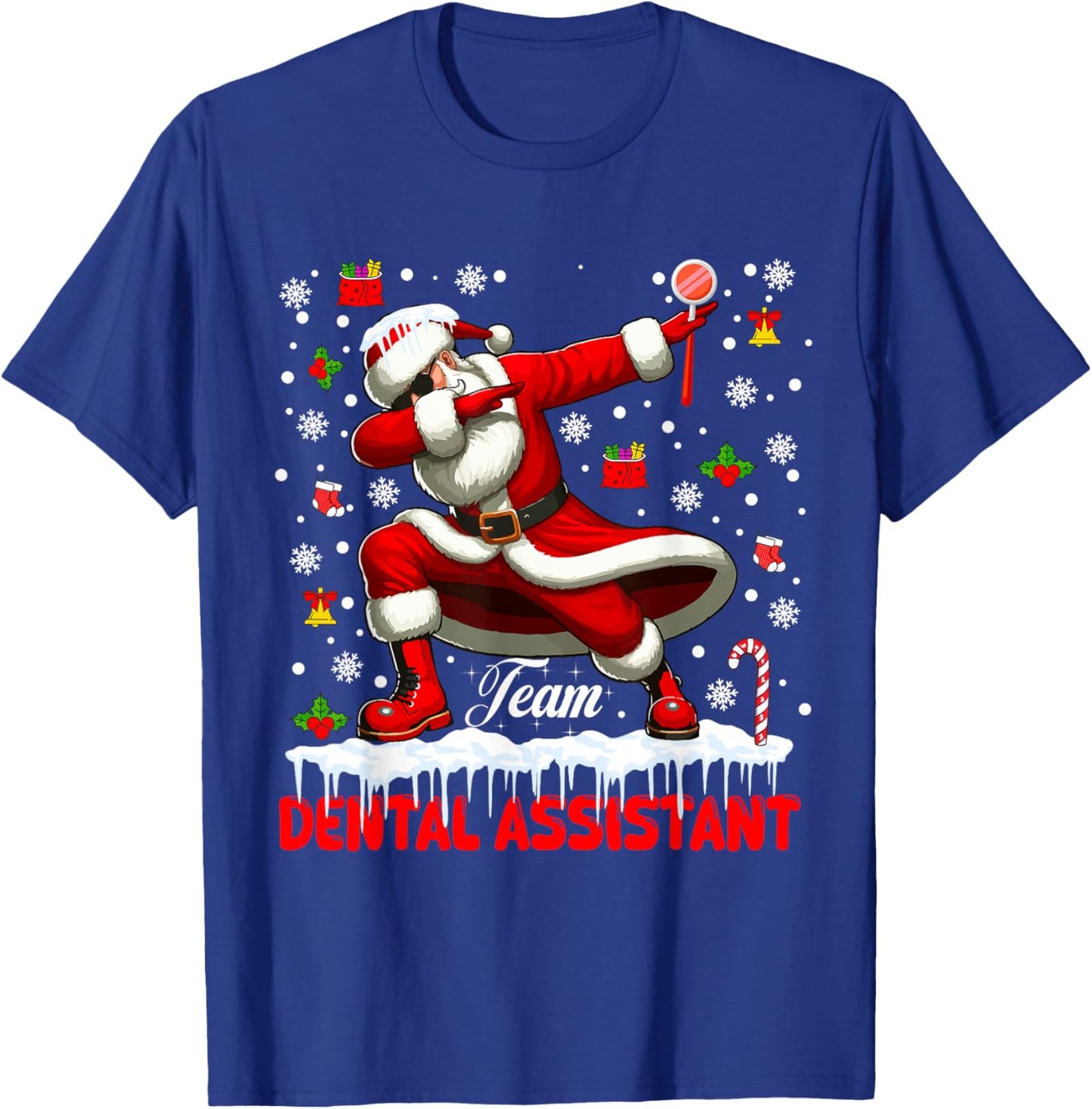 Team Dental Assistant Christmas Santa Dabbing Matching Job T-Shirt - T-Shirt | Royal