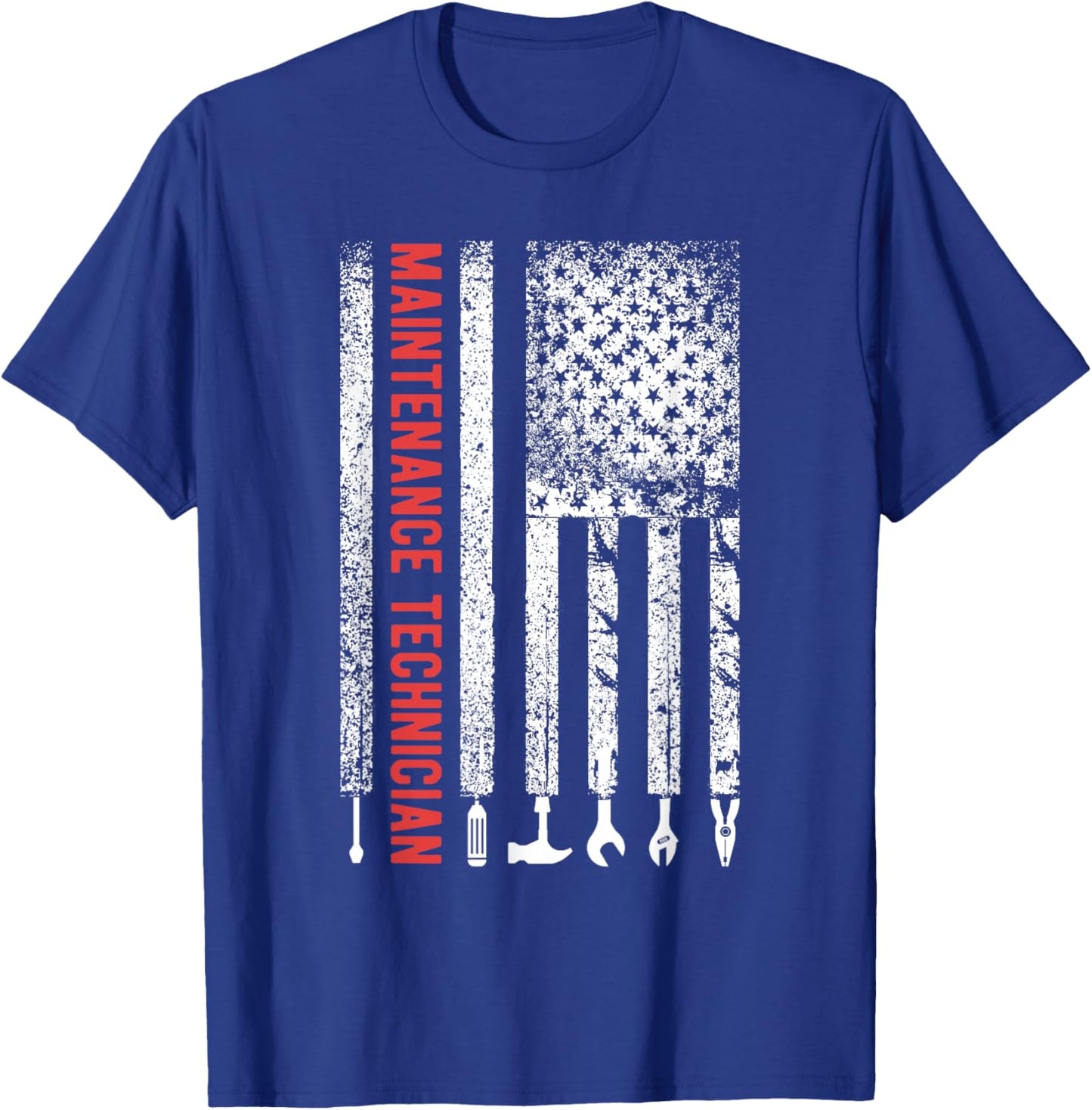 Maintenance Technician American Flag Maintenance Tech T-Shirt - T-Shirt | Royal