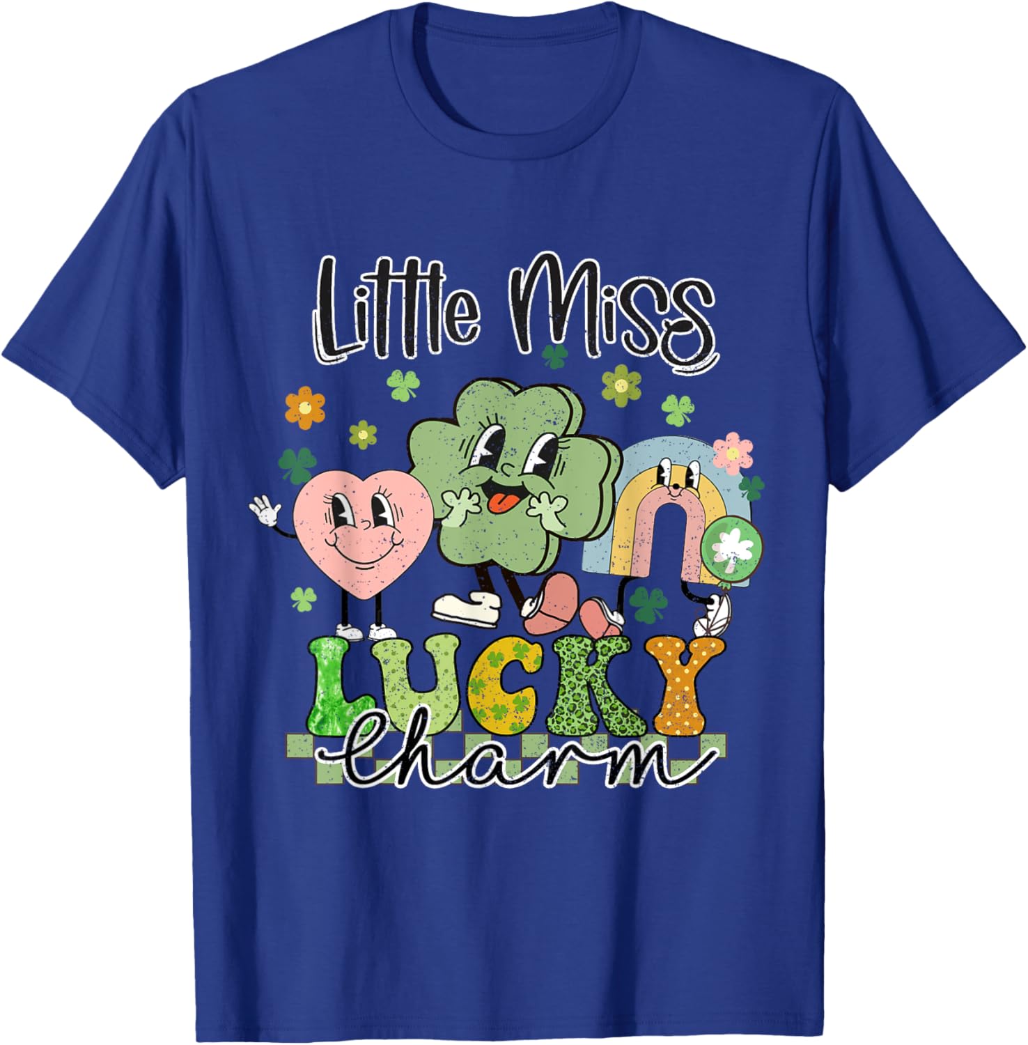 Retro Groovy Little Miss Lucky Charm St Patrick's Day T-Shirt - T-Shirt | Royal