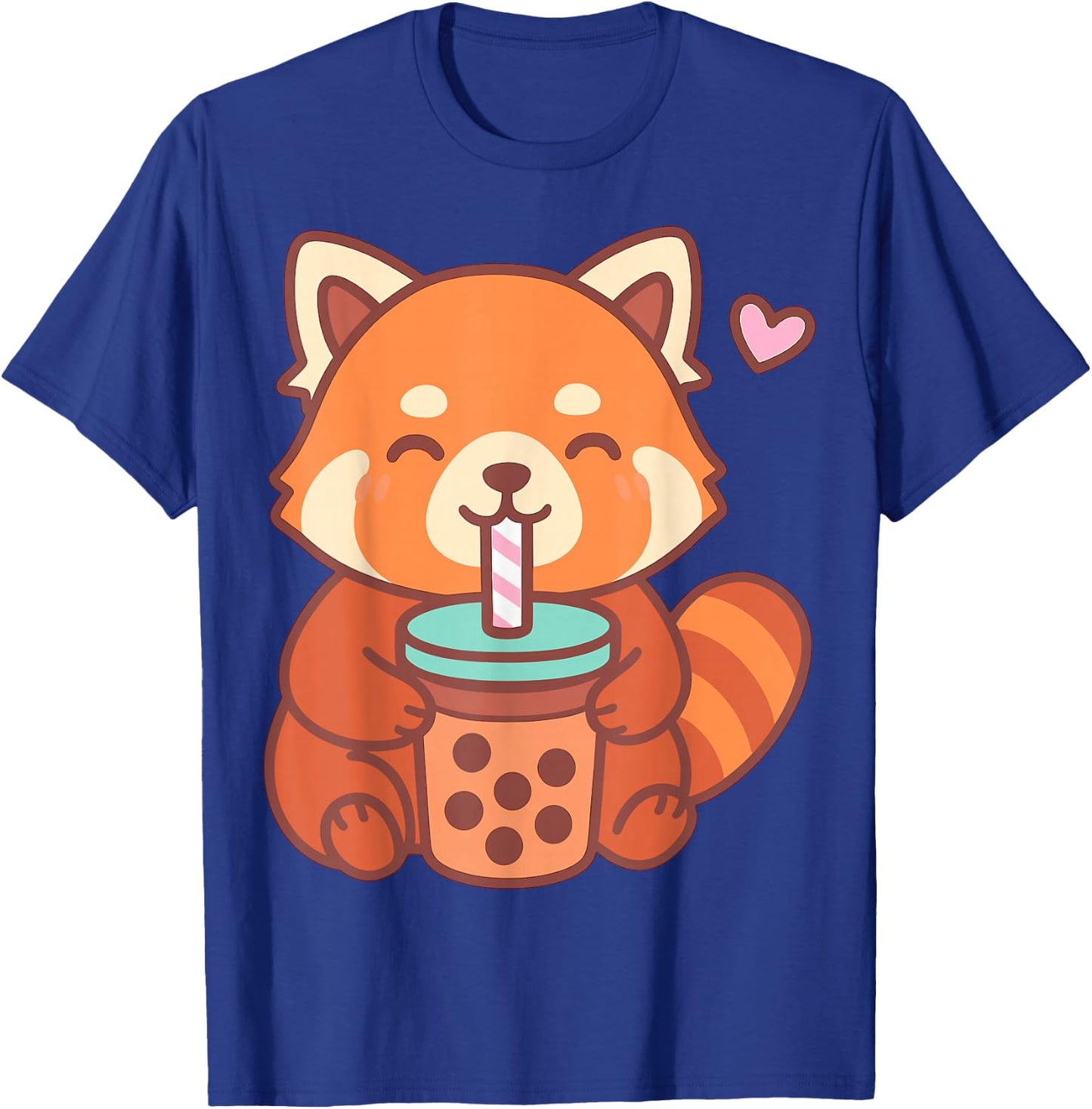 Kawaii Red Panda Drinking Boba Bubble Tea T-Shirt - T-Shirt | Royal