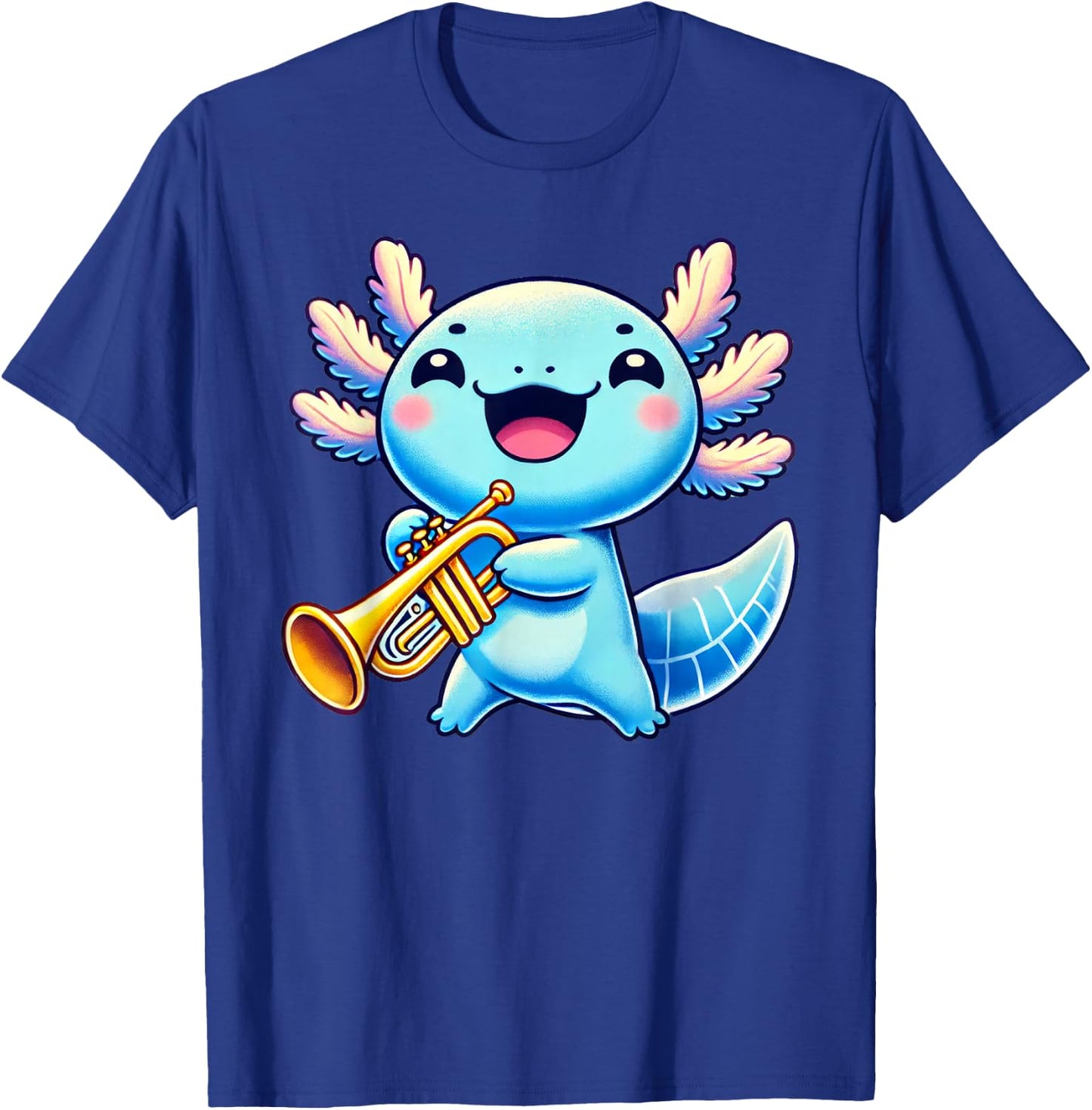 Axolotl Playing Trumpet Axolotls Musician Music T-Shirt - T-Shirt | Royal
