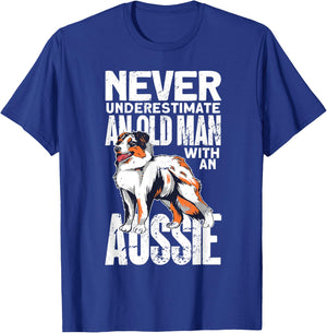 Never Underestimate An Old Man With An Aussie T-Shirt - T-Shirt | Royal