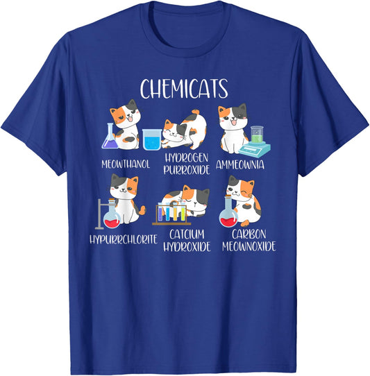 Cute Cats Scientist Science Teacher Cat Lover , -Adults, Black, Small, Short Sleeve T-Shirt - T-Shirt | Royal