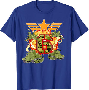 6th Birthday Army T-Shirt - T-Shirt | Royal