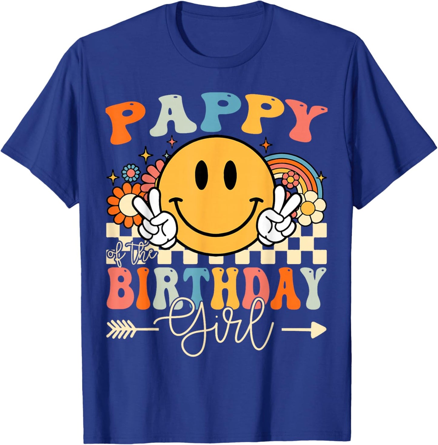Pappy Of The Birthday Girl Groovy Retro Vintage T-Shirt - T-Shirt | Royal