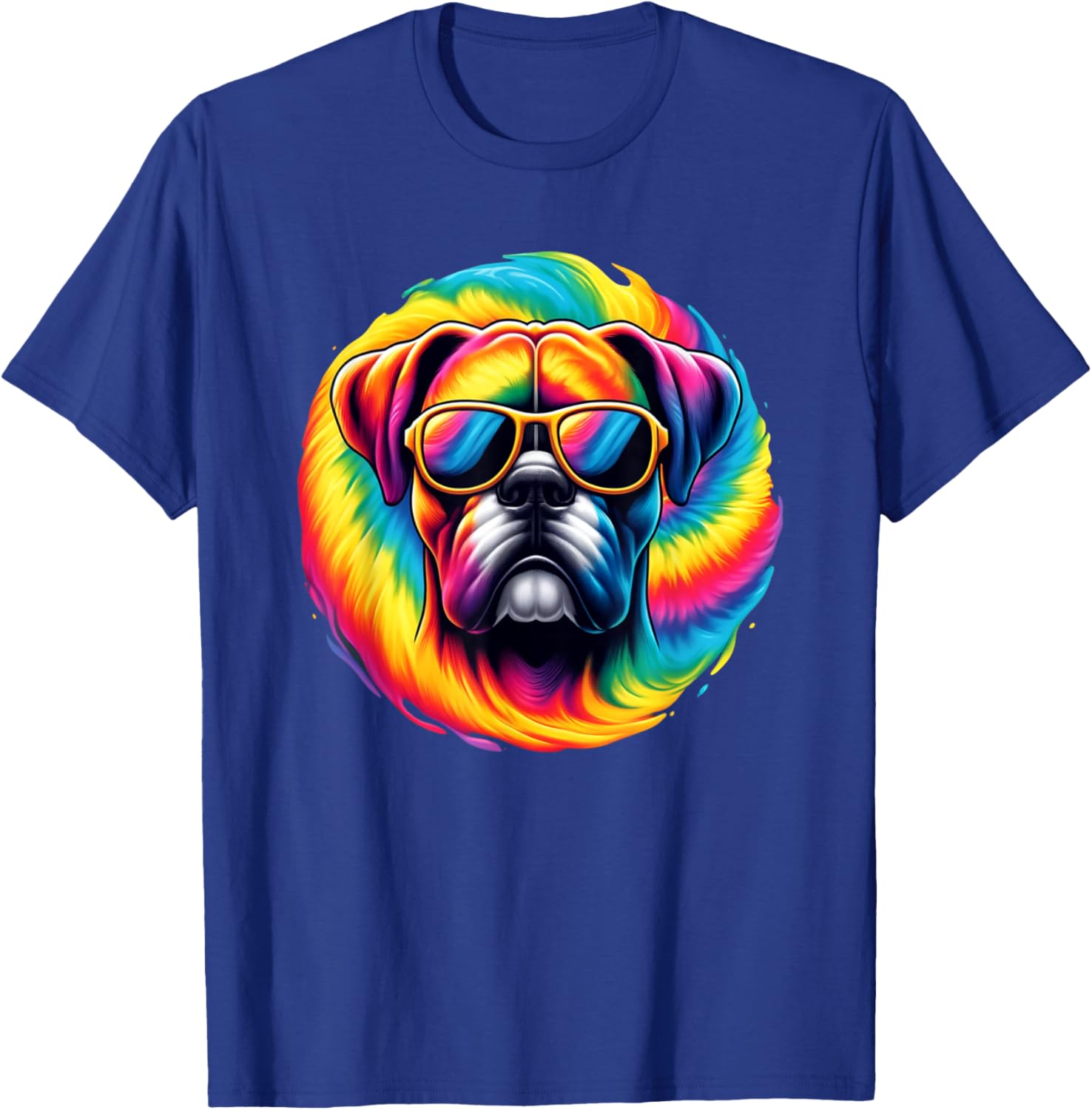 Tie Dye Art Sunglasses Boxer Dog Boxers T-Shirt - T-Shirt | Royal