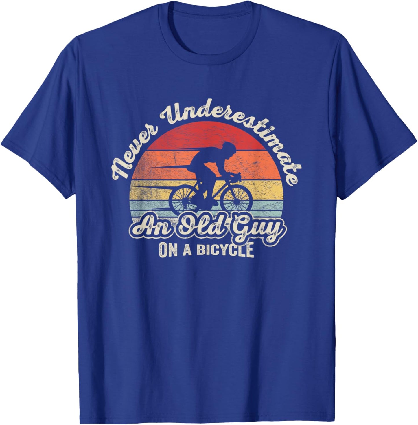 Retro Vintage Never Underestimate An Old Guy On A Bicycle T-Shirt - T-Shirt | Royal