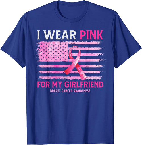 I Wear Pink For My Girlfriend Breast Cancer American Flag