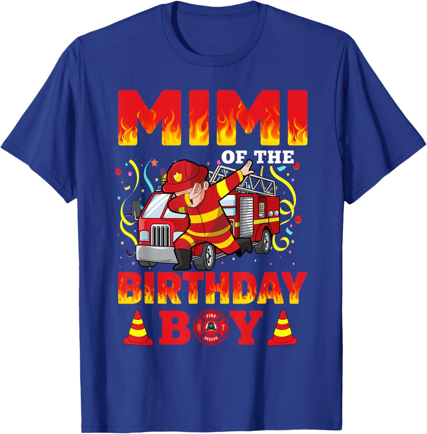 Mimi Of The Birthday Boy Fire Truck Firefighter Boys T-Shirt - T-Shirt | Royal