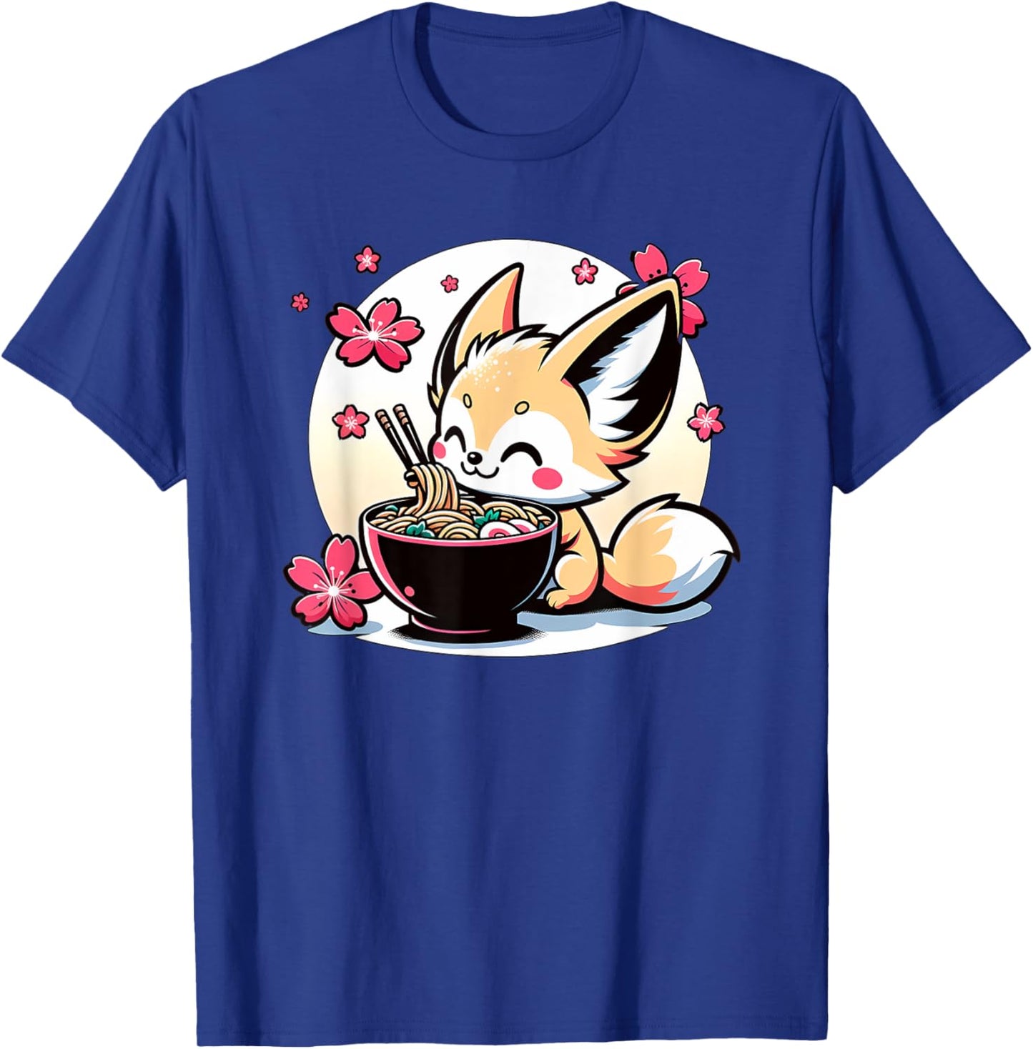 Kawaii Fennec Fox Eating Ramen T-Shirt - T-Shirt | Royal