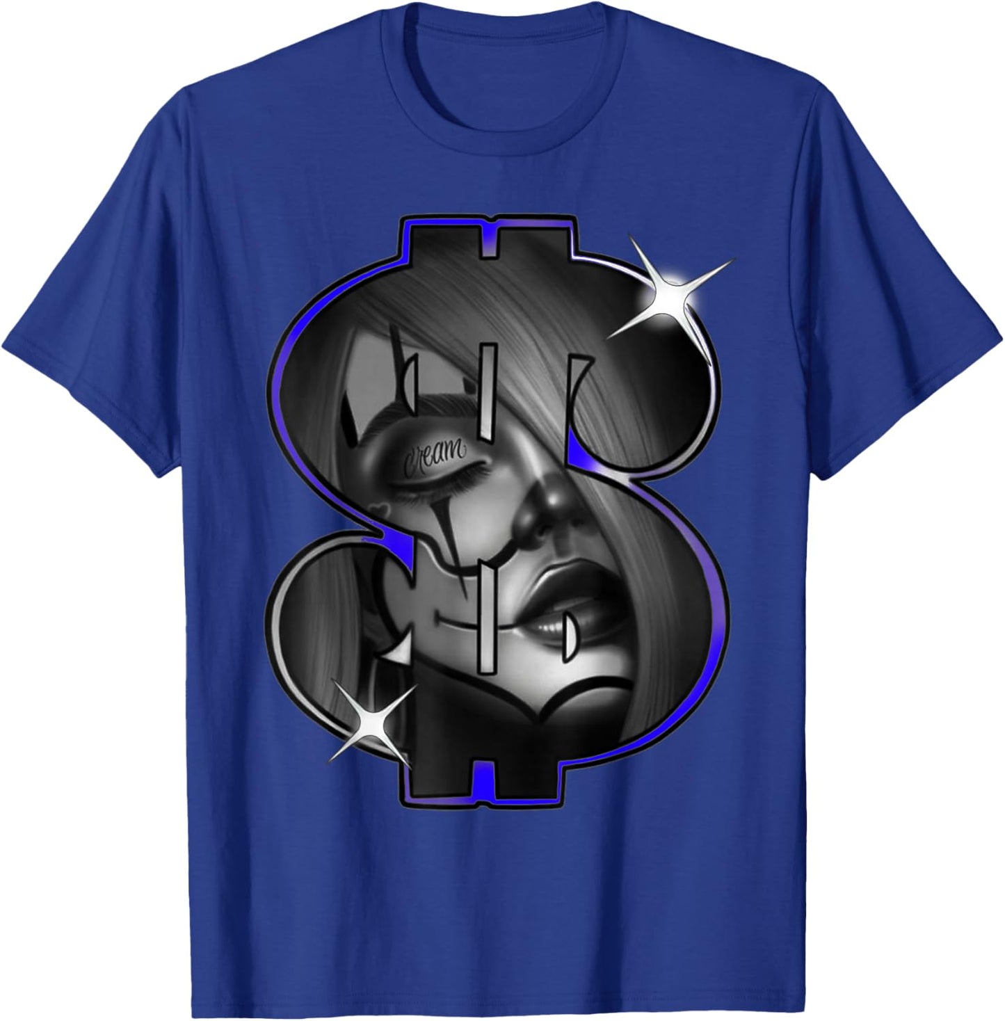 Chicano Payasa Clown Girl Money Symbol Indigo T-Shirt - T-Shirt | Royal