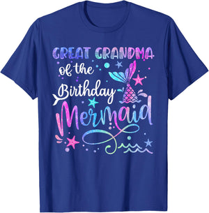 Great Grandma Of The Birthday Mermaid Matching Family mom T-Shirt - T-Shirt | Royal