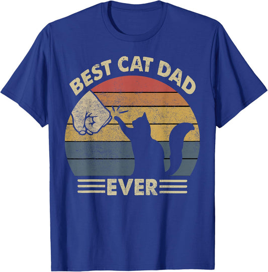 Cat-Shirt Men Best Cat Dad Ever Funny Cat Lover Gift T-Shirt - T-Shirt | Royal