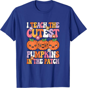 I Teach The Cutest Pumpkins Halloween Fall Teacher Women T-Shirt - T-Shirt | Royal