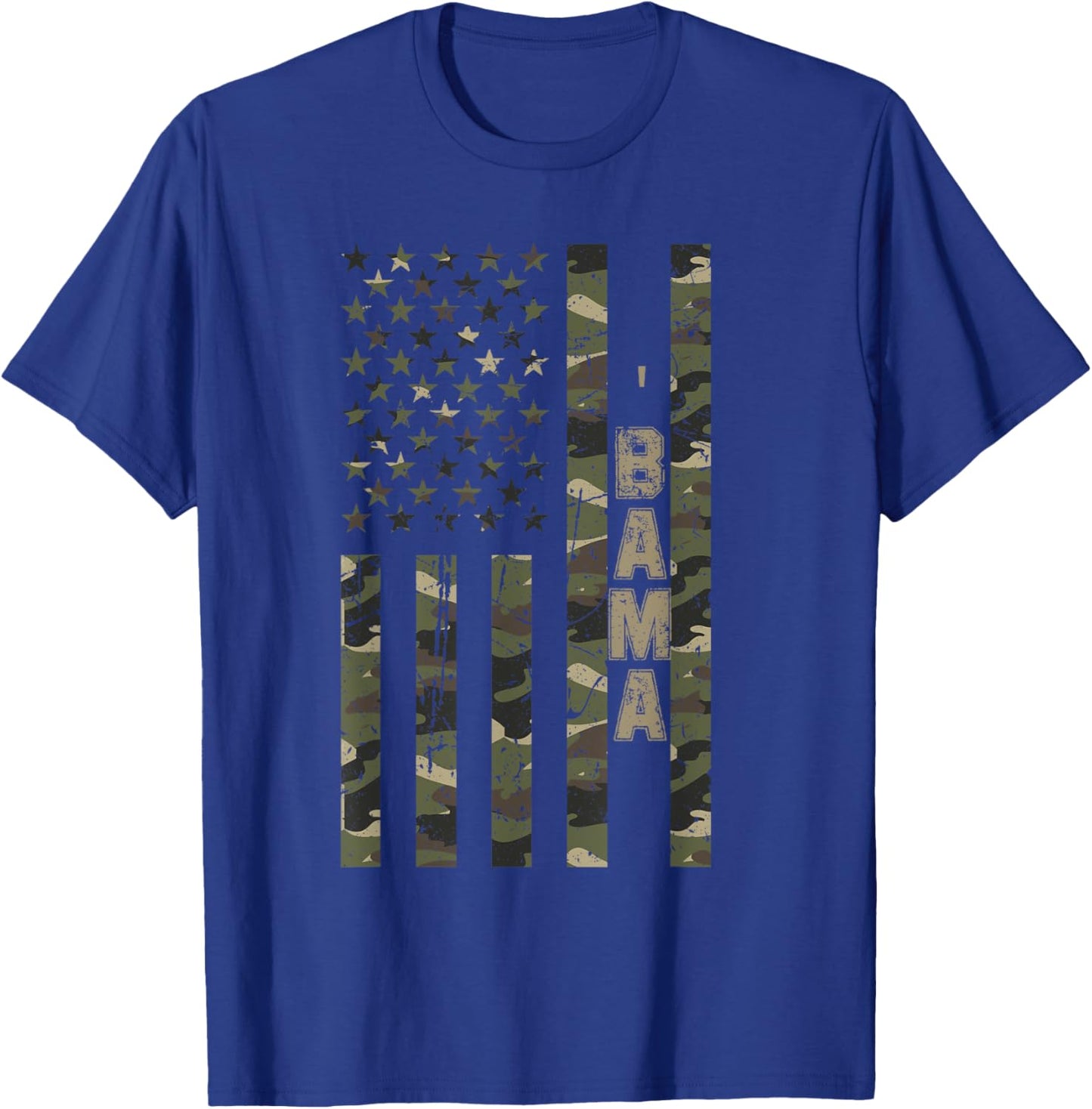 'Bama United States Alabama Distressed Camo w US Flag T-Shirt - T-Shirt | Royal