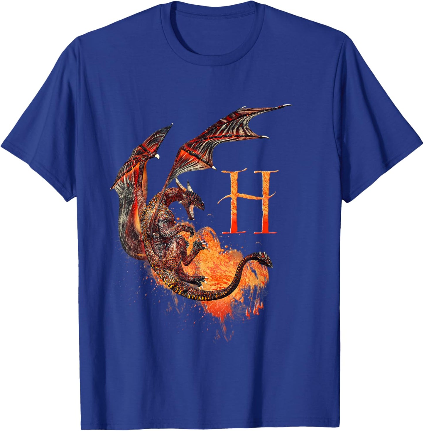 Letter H Dragon monogram T-Shirt - T-Shirt | Royal