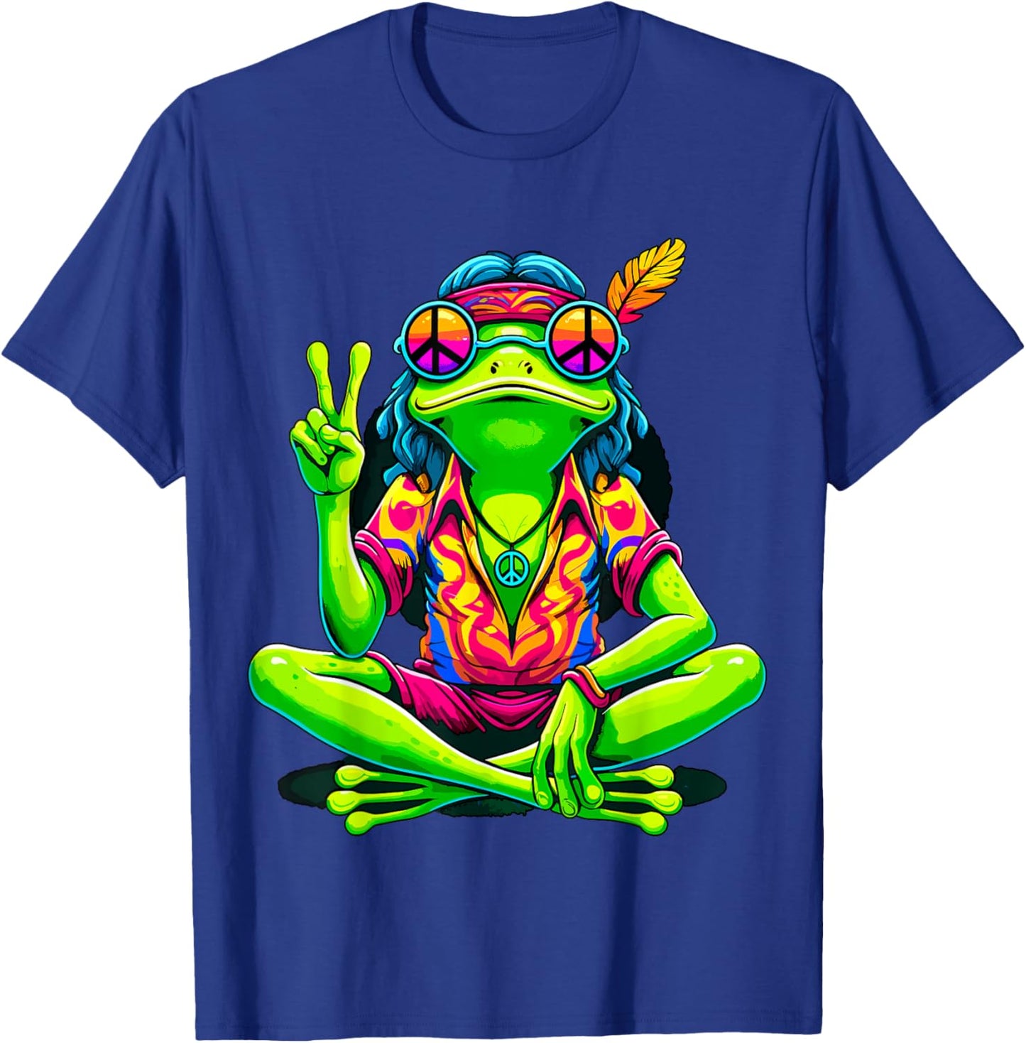 Hippie Frog Peace Sign T-Shirt - T-Shirt | Royal
