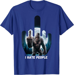 I Hate People Sasquatch Shirt Bigfoot Camping Middle Finger T-Shirt - T-Shirt | Royal
