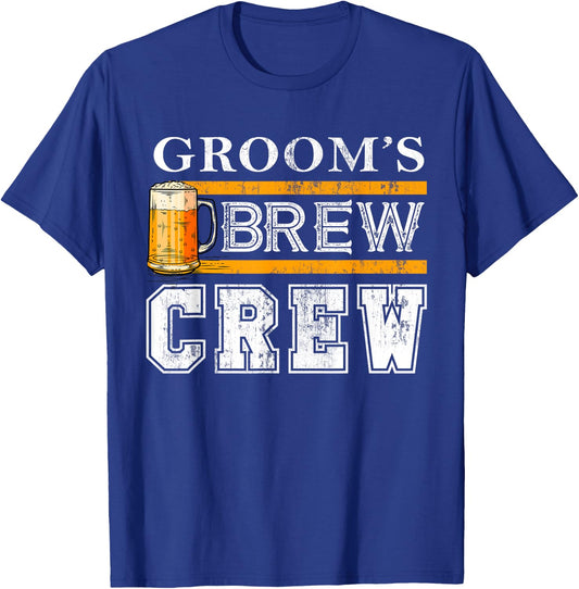 Groom's Brew Crew Funny Groomsmen Beer Team Bachelor Party T-Shirt - T-Shirt | Royal