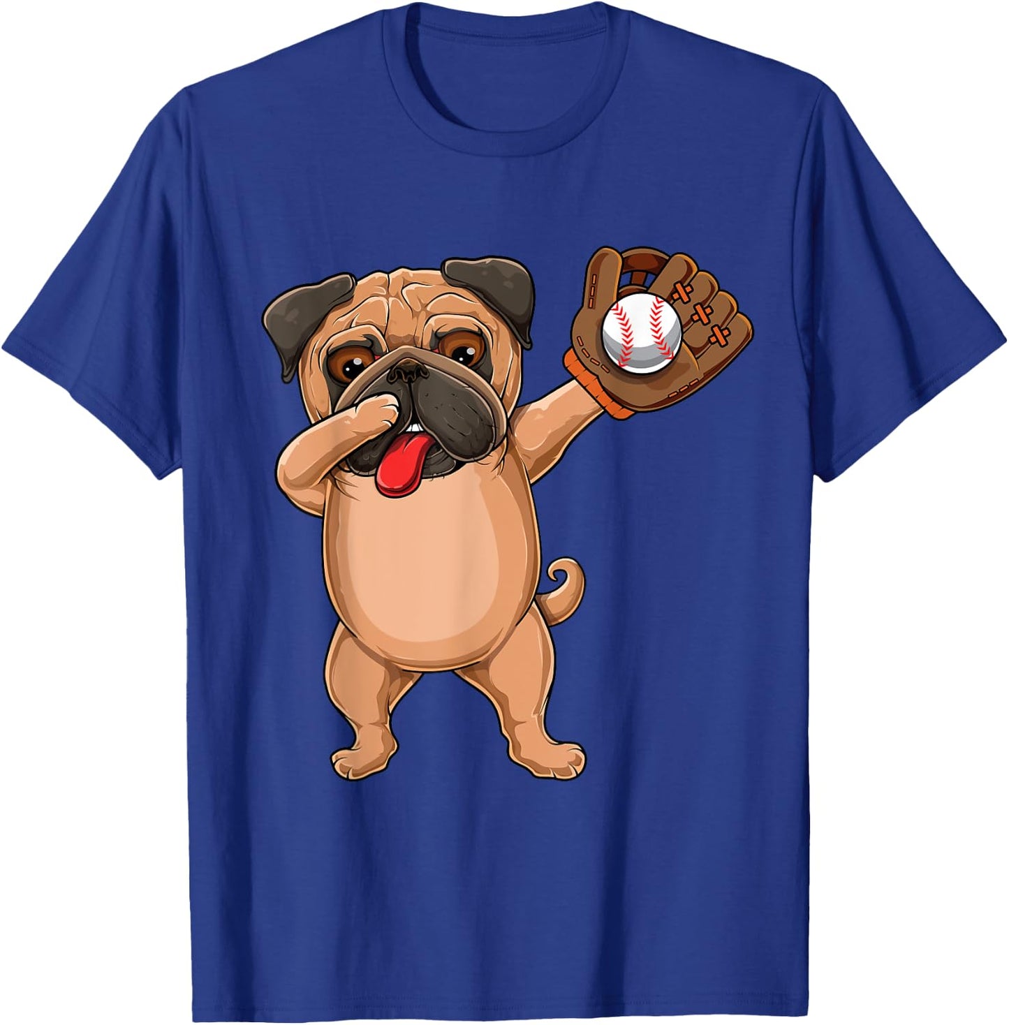 Dabbing Cute Baseball pr Softball Pug dog breed- Dab Men Women Girls Kids T-Shirt - T-Shirt | Royal
