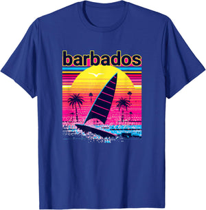 Barbados Retro 80s Style Souvenir Beach T-Shirt - T-Shirt | Royal