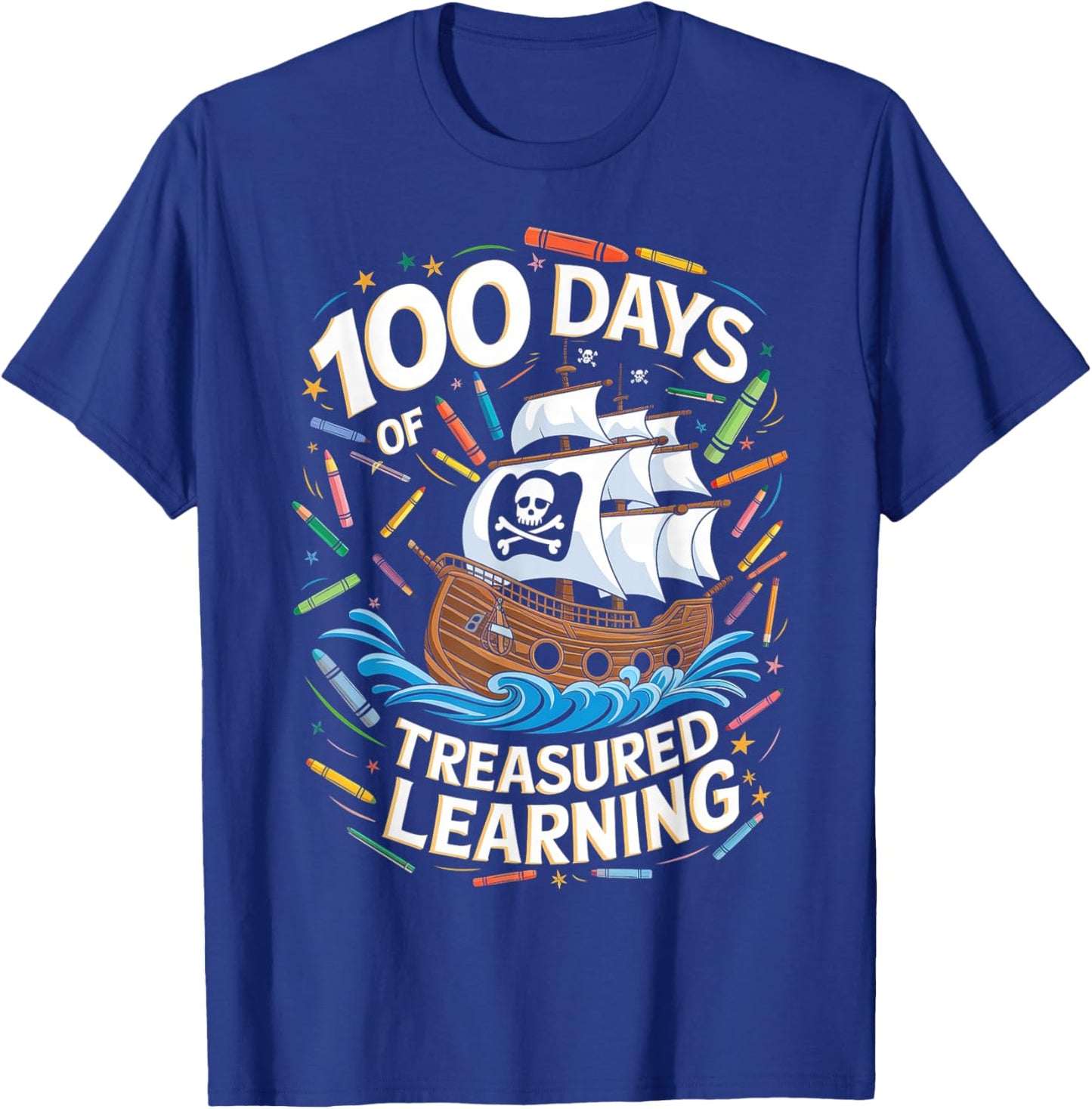 100 Days of School Boys Teacher 100th Day Pirate Outfit T-Shirt - T-Shirt | Royal
