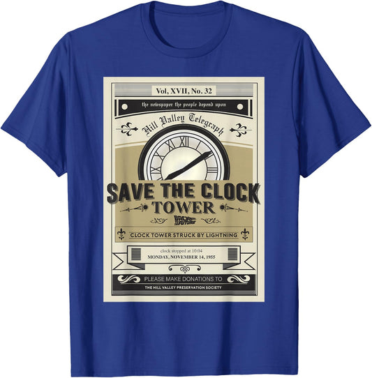 Back to the Future Clock Tower Poster Graphic T-Shirt - T-Shirt | Royal