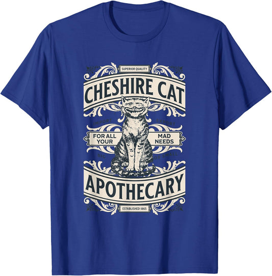 Cheshire Cat - Alice in Wonderland Vintage Book Design T-Shirt - T-Shirt | Royal