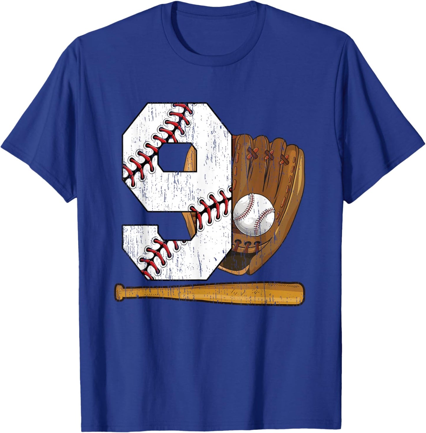9th Birthday Baseball Boy Nine Year Old Baseball Player T-Shirt - T-Shirt | Royal